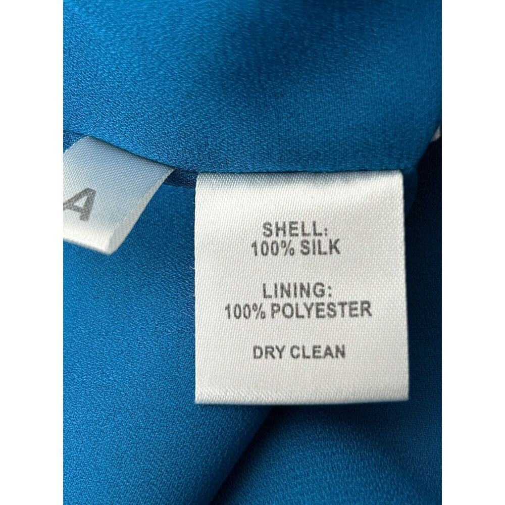 Ann Taylor Loft Dress Women Size 14 Blue Silk Sleeveless Ruffle Mini Fit N Flare - Picture 8 of 12